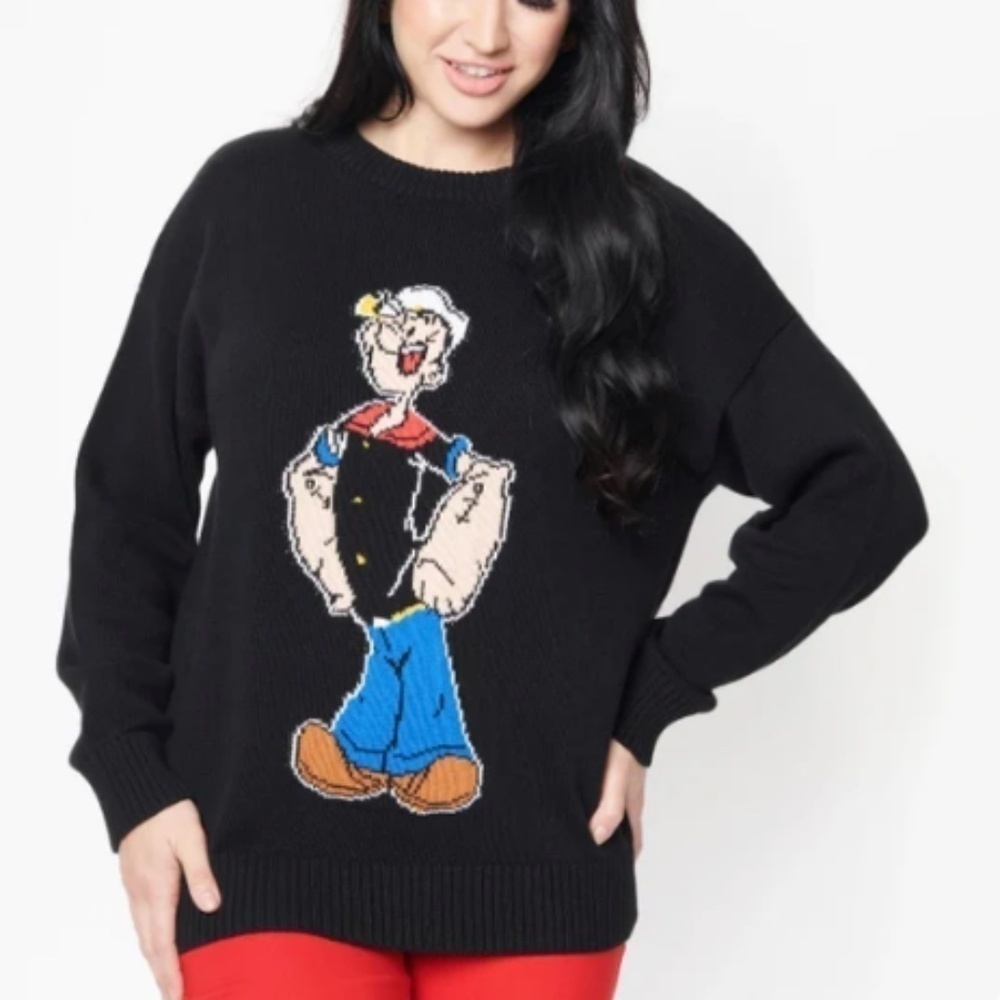 UNIQUE VINTAGE x POPEYE The Sailor Man Collab Knit Sweater• XL/1X